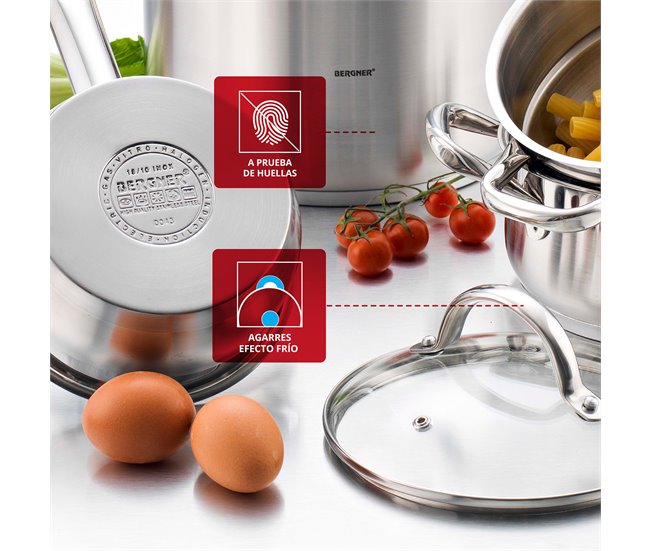 Trem de cozinha GOURMET da marca BERGNER 8 peças Cinza