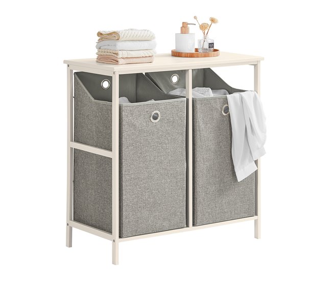 Cesto para roupa suja com 2 compartimentos BZR57-W SoBuy Branco