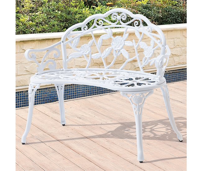 Banco de jardim em ferro fundido com 2 lugares 99x54 Branco
