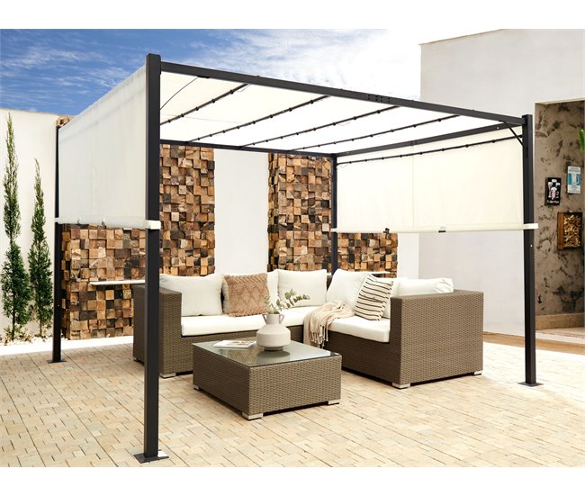 Beliani Pérgola de jardín PARGA 310x310 Bege