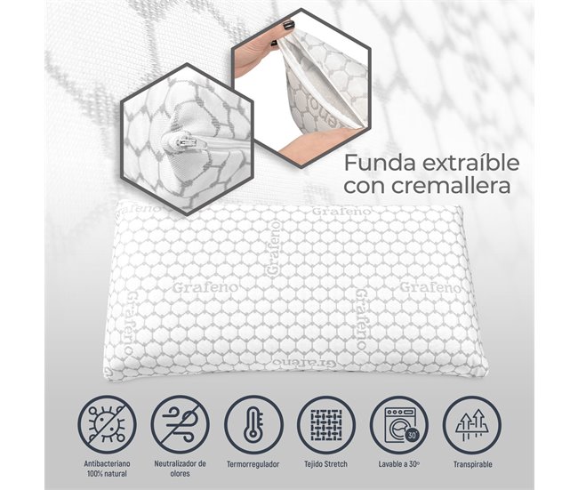 Almofada Viscoelástica Carbon Plus 70x40 Branco/cinza