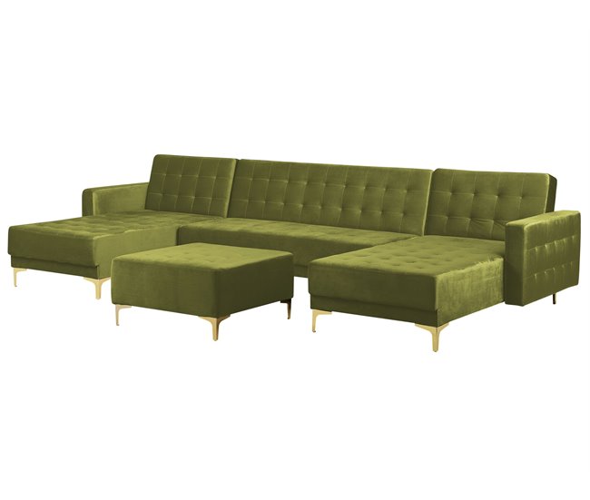 Beliani Sofá-cama Veludo ABERDEEN Verde
