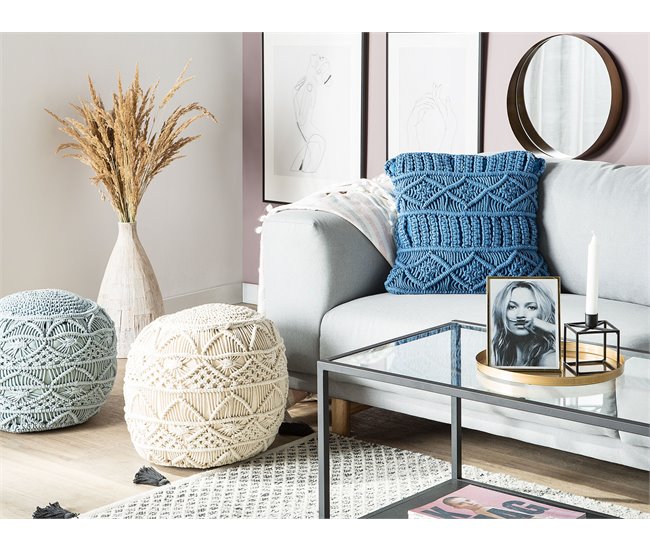 Beliani Almofada decorativa KARATAS Azul