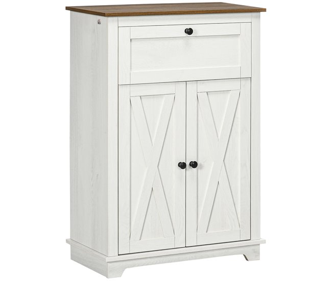 Aparador para Sala de Estar Melamina de Madeira HOMCOM 60 Branco