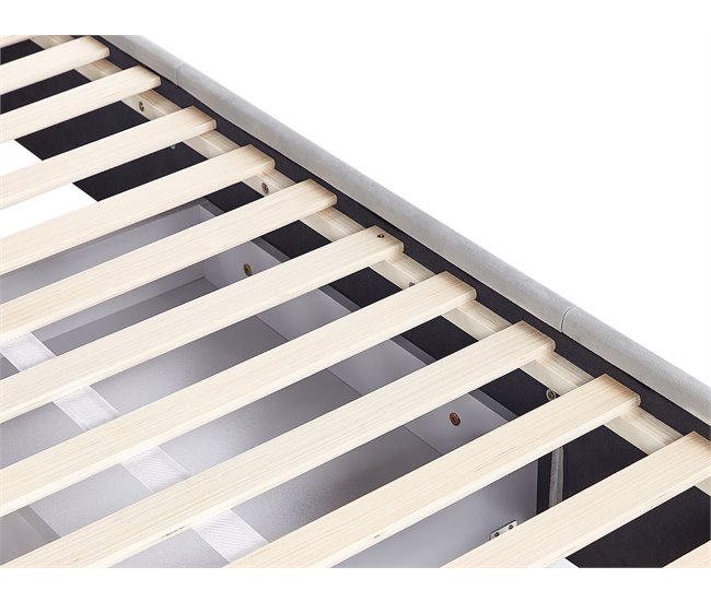 Beliani Cama com armazenamento Veludo LIEVIN 165x217 Azul Marino