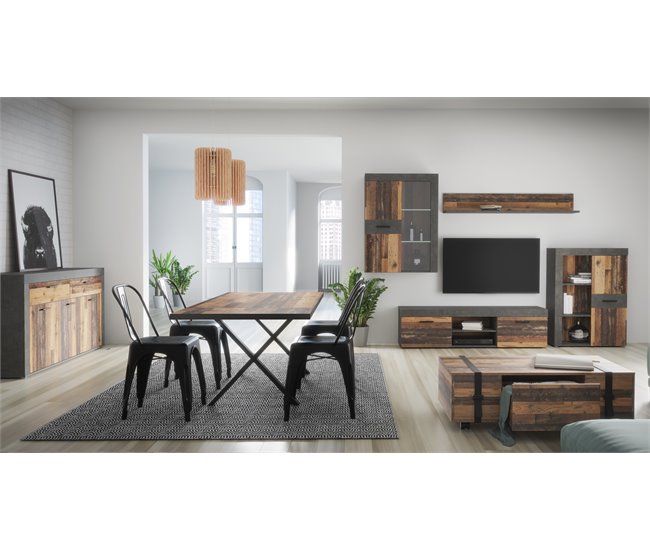 Móvel de Sala NELLEKE 3 peçes castanho/cimento Cimento