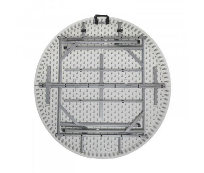 Mesa dobrável redonda efeito granito O91 121x121 Branco