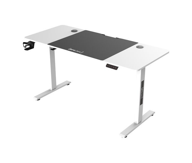 Secretária regulável em altura Stryn Aglomerado e Aço 60x140 Branco/cinza