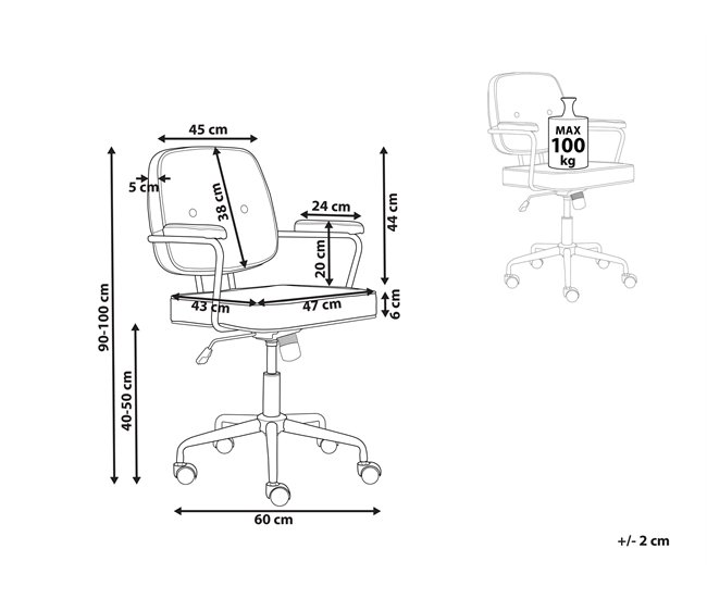 Beliani Silla de oficina PAWNEE Laranja