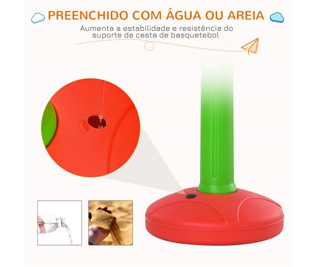 Cesta de Basquetebol Infantil HDPE, PP HOMCOM Multicor