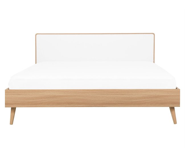 Beliani Cama com LED MDF SERRIS 168x215 Castanho