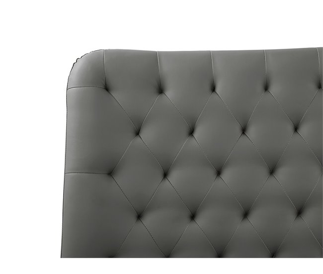 Beliani Cama com estrado Pele sintética ESSONNE 228x219 Cinza