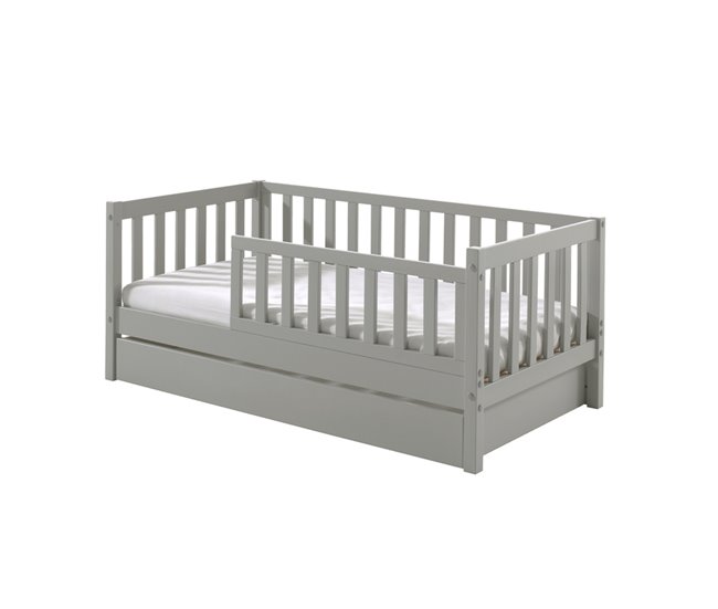 Cama Vipack Tod incluindo estrado e gaveta Cinza