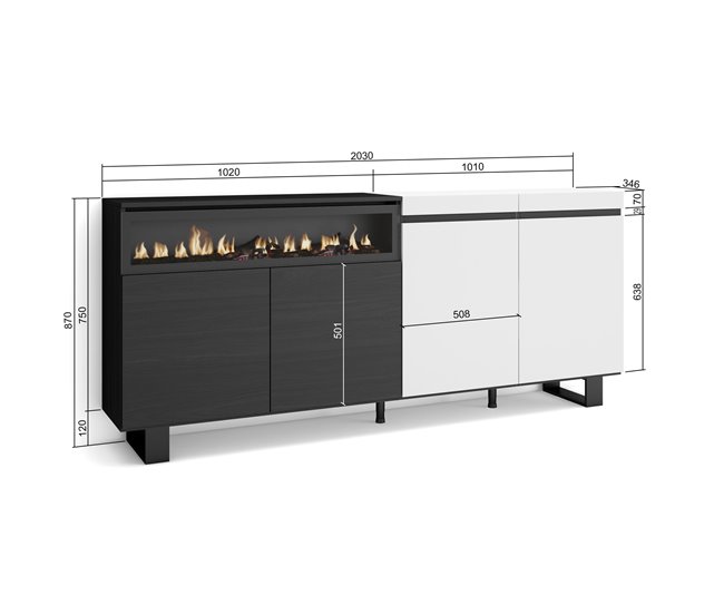 Aparadores para sala 200 Branco/ Preto