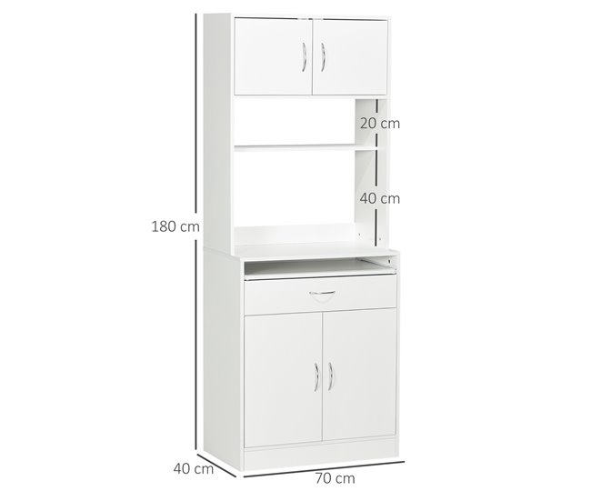 Armário de Cozinha Melamina de Madeira HOMCOM, casa - cozinha 70 Branco