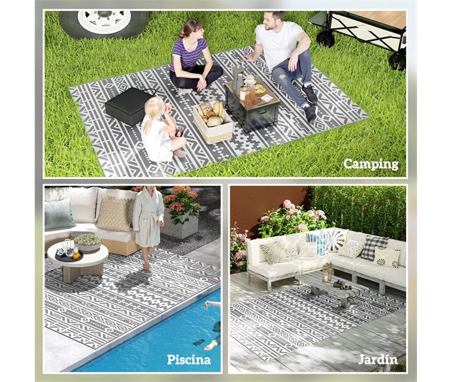 Tapete de Exterior Polipropileno Outsunny Cinza