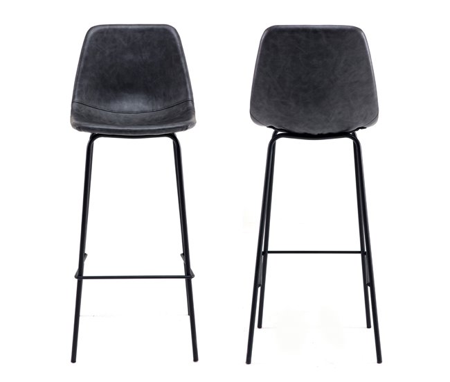 Juego de 2 taburetes de bar LUCIEN vintage Cinza