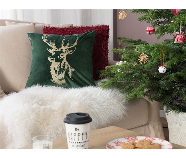 Beliani Almofada decorativa BLITZEN Verde Escuro