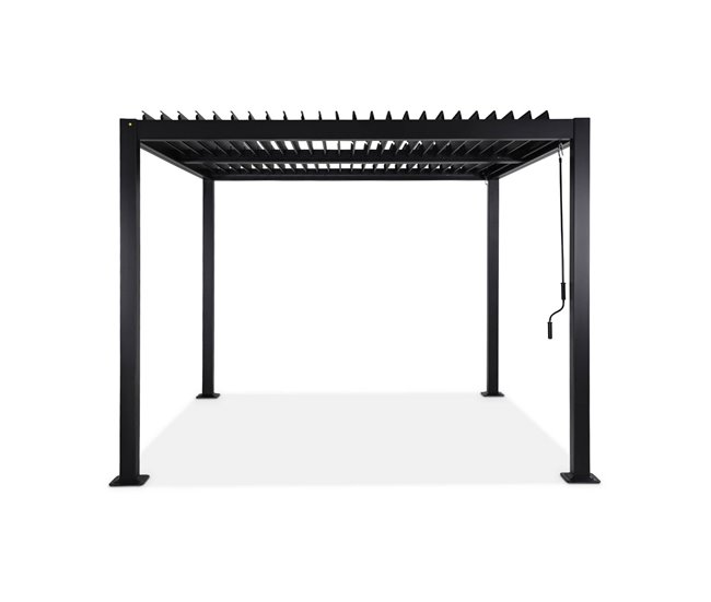 Pérgula bioclimática, alumínio e aço, lâminas ajustáveis 292x292 Preto