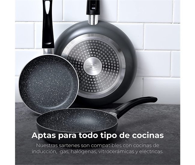 8pc + Conjunto 3 jogo de bateria de cozinha de Sartenes Multicor
