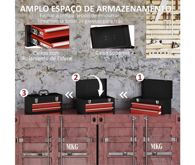 Caixa de Ferramentas Aço DURHAND Preto