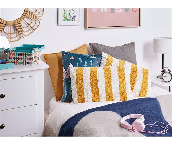 Beliani Almofada decorativa HELIANTHUS Branco