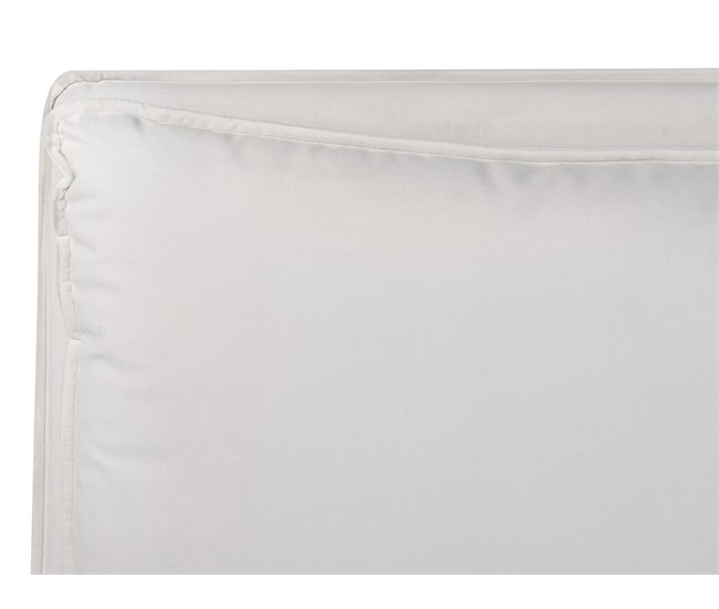 Beliani Cama com armazenamento Veludo BAJONNA 184x235 Branco/ Bege