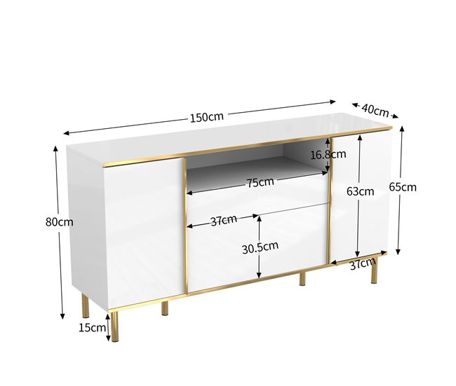 Aparador moderno e luxuoso com iluminação LED Branco