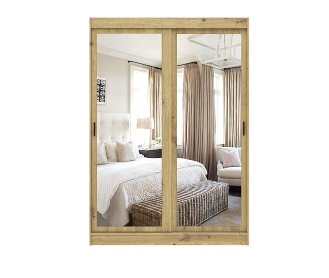 Roupeiro TOUCH II portas deslizantes com espelho 150x215cm Carvalho