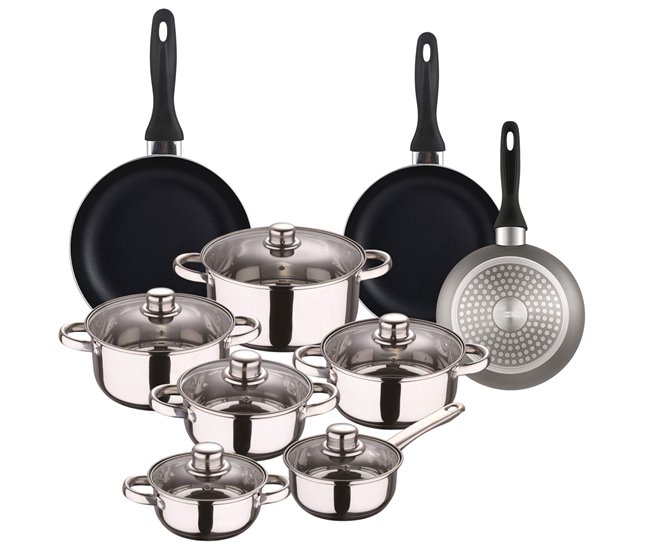 Conjunto de panelas Well Home de 12 peças + 3 panelas Cinza