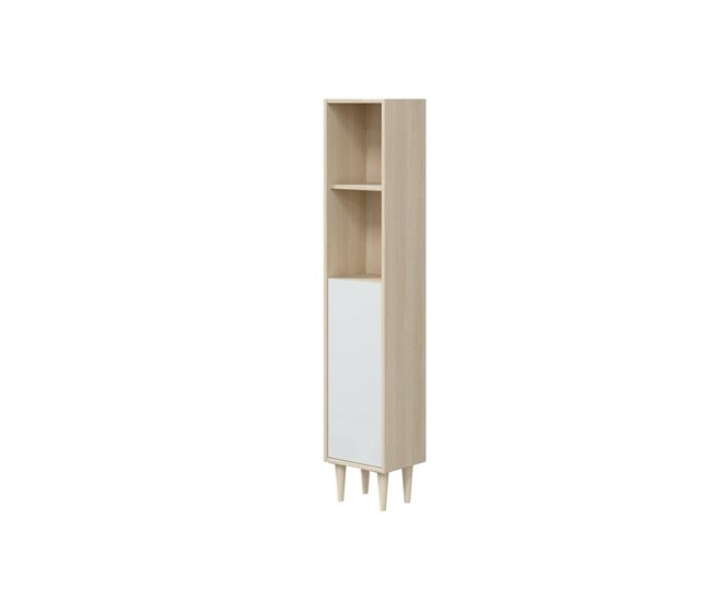Armário coluna com efeito madeira 30 Branco/ Madeira