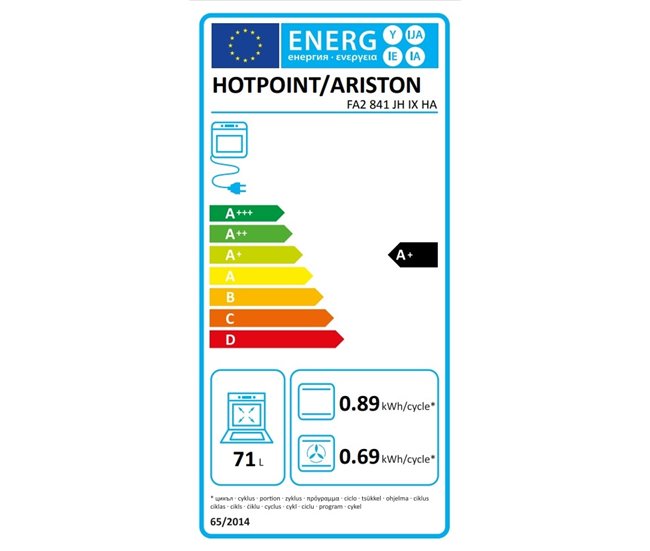 Forno elétrico HOTPOINT FA2841JHIXHA multifunções 71 litros A+ Inoxidavel