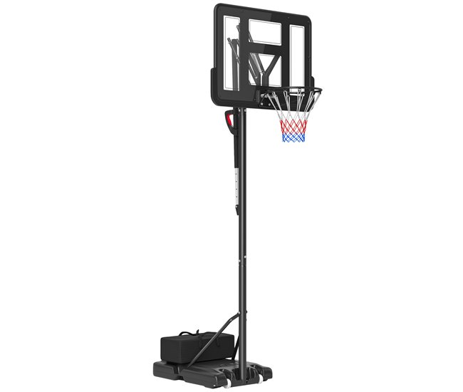 Tabela De Basquetebol Aço, Plástico E Pe Cor Negro 90x60x305 Cm Sportnow