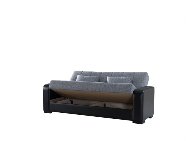 Sofá cama PRIMA  3 lugares preto cinza Preto / Cinza