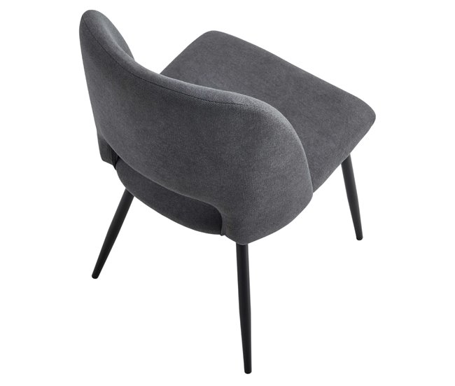 Pacote com 4 cadeiras de jantar estofadas Mos com encosto arredondado Cinza