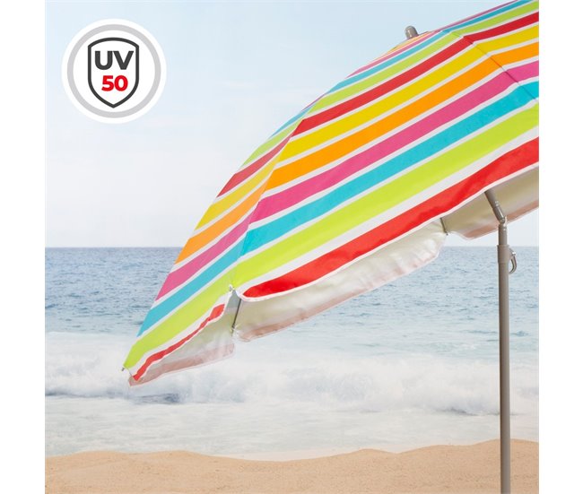 Aktive Guarda-chuva de praia inclinável riscas multicoloridas 200 cm UV50 Multicor