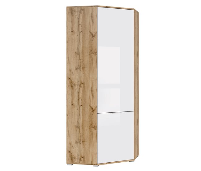 Armário de canto de 2 portas Selma Natural/ Branco