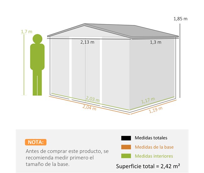 Abrigo de Jardim Aço Outsunny Cinza