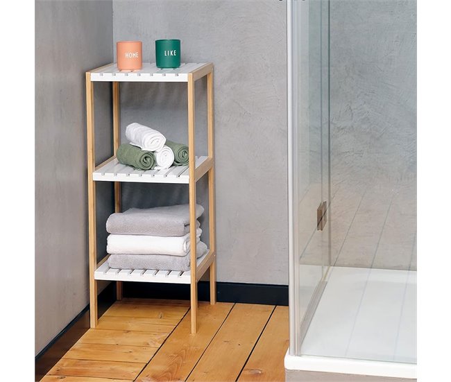 Prateleira de banheiro Well Home com 3 prateleiras em MDF Branco