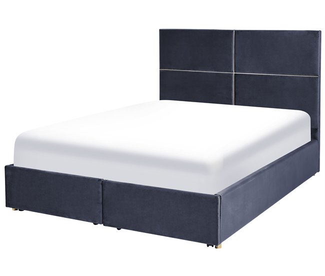 Beliani Cama baú Veludo VERNOYES 148x214 Preto