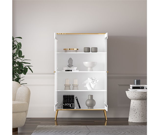 Armário de porcelana de 2 portas Zora Branco
