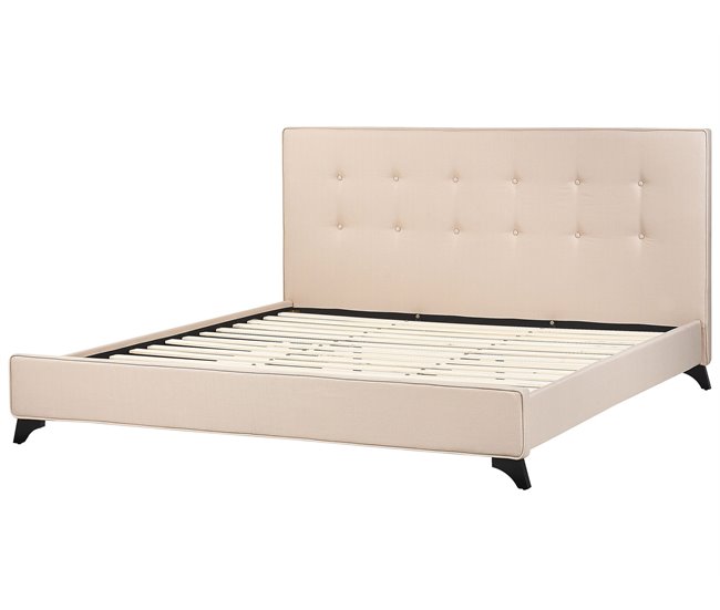 Beliani Cama com estrado Poliéster AMBASSADOR 192x216 Bege