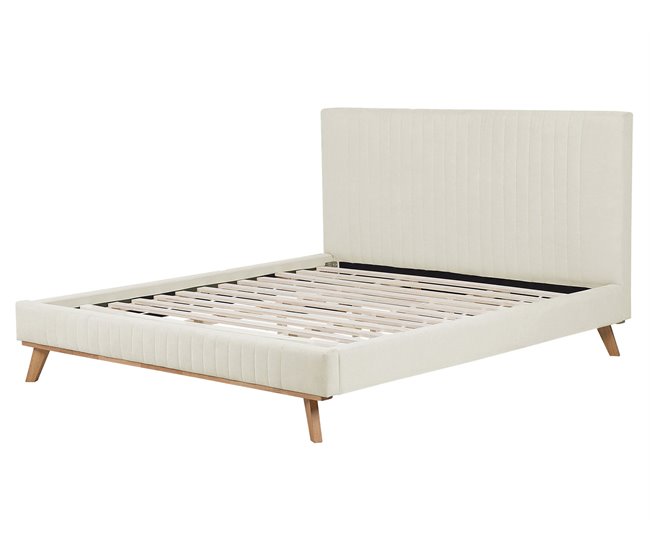 Beliani Cama com estrado Chenille TALENCE 177x218 Bege
