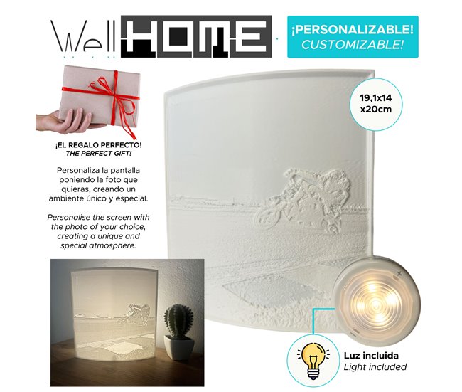 Abajur personalizável com SUA FOTO + Luz LED portátil Branco
