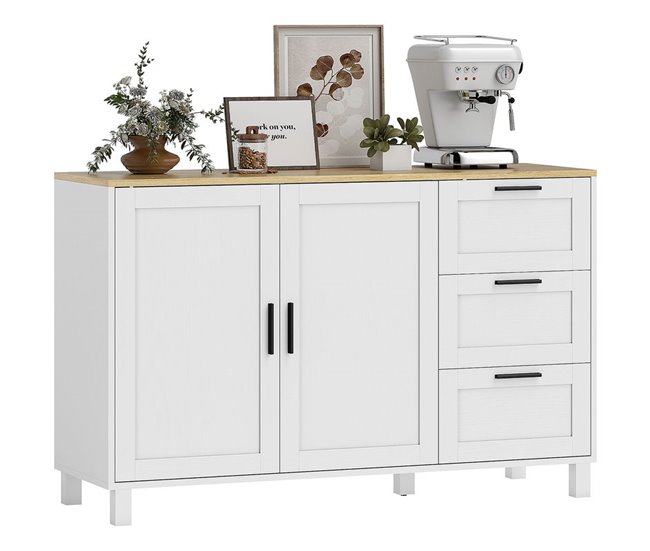 Aparador Melamina de Madeira, MDF HOMCOM Branco