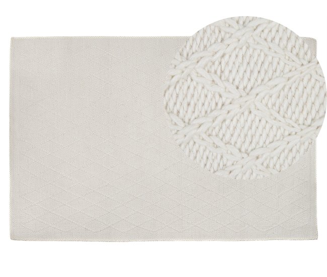 Beliani Pelos curtos ERZIN 140x200 Branco/ Bege