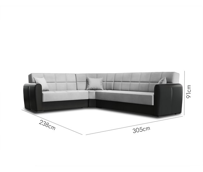 Sofá cama com península de tecido Dgytkjæ Cinza Claro