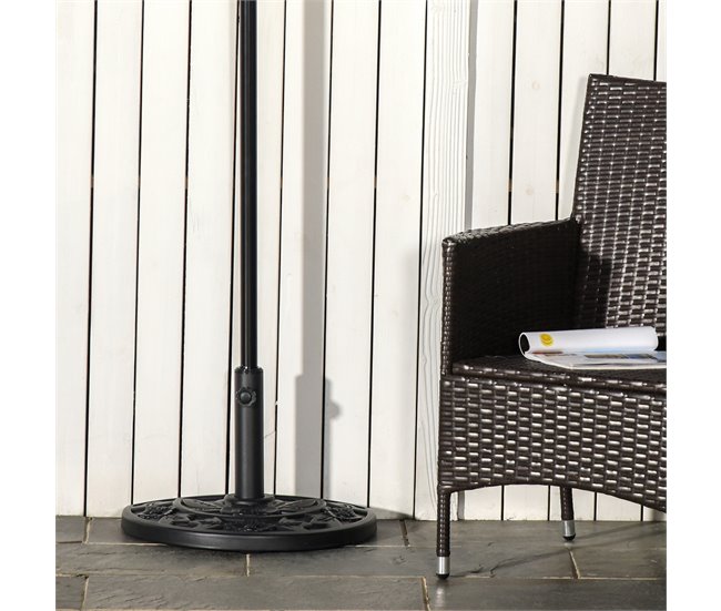 Base Chapéu de Sol Semicircular Aço, Cimento e HDPE Outsunny 50x32 Preto