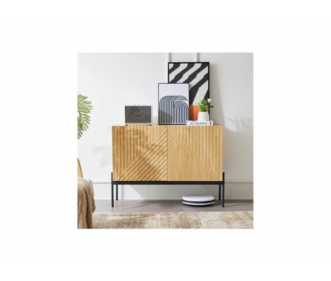 Aparador com 2 portas e pés em metal Madeira