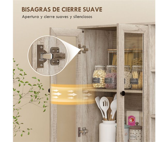 Armário de Cozinha Melamina de Madeira, MDF HOMCOM Cinza